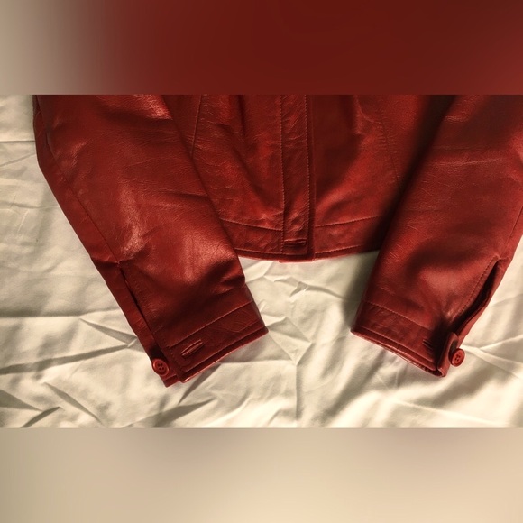 EUC Gorgeous vintage Cache short rich red genuine leather jacket, size 2 - Picture 7 of 13